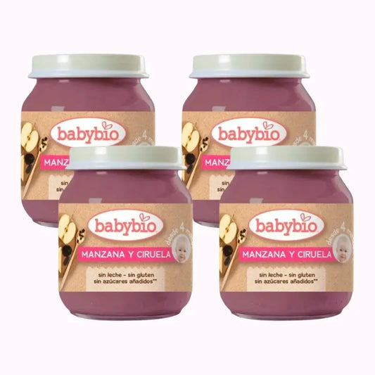 Babybio Maçã Ameixa, embalagem de 4 x Ameixa, 130g