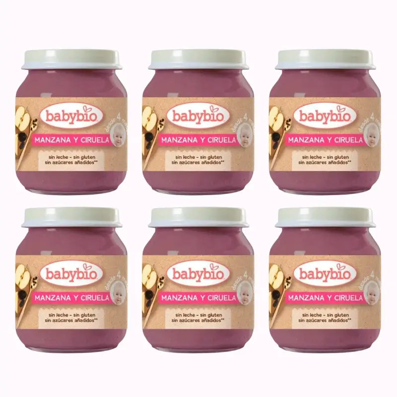 Babybio Maçã Ameixa, embalagem de 6 x Ameixa, 130g