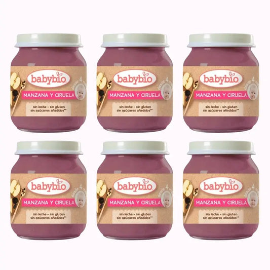 Babybio Maçã Ameixa, embalagem de 6 x Ameixa, 130g