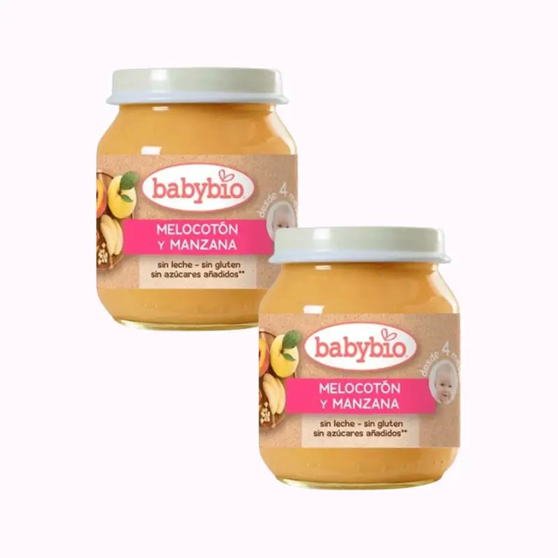 Babybio Pêssego-maçã, embalagem de 2 x 130 g