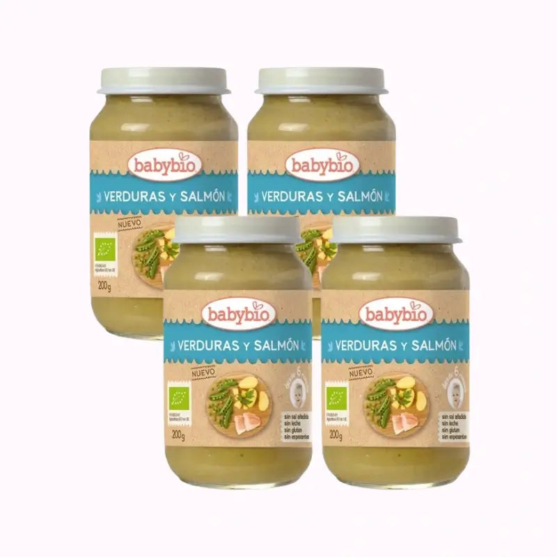 Babybio Menu Tradição Salmão, embalagem de 4 x 200 gramas