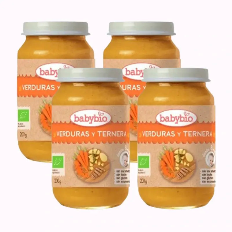 Babybio Menu Tradição Carne de vaca, embalagem de 4 x 200 gramas