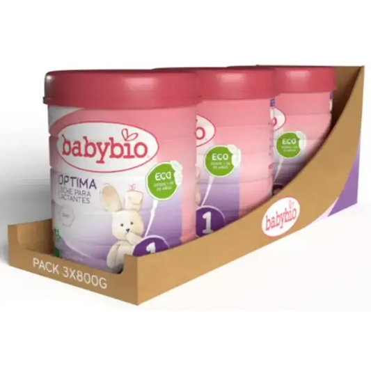 Babybio Optima 1 Leite de vaca 0-6 meses, embalagem de 3 x 800 gramas