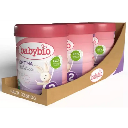 Babybio Optima 2 Leite de vaca 6-12 meses, embalagem de 3 x 800 gramas
