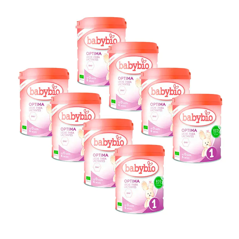 Babybio Optima 1 Leite de vaca 0-6 meses, embalagem de 8 x 800g