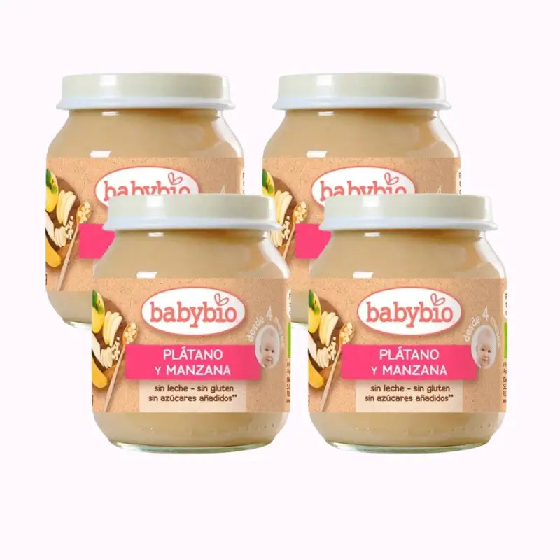 Babybio Banana e Maçã, embalagem de 4 x 130 g
