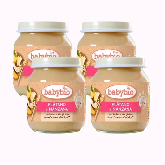 Babybio Banana e Maçã, embalagem de 4 x 130 g