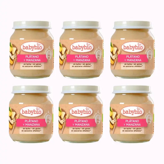 Babybio Banana e Maçã, embalagem de 6 x 130 g