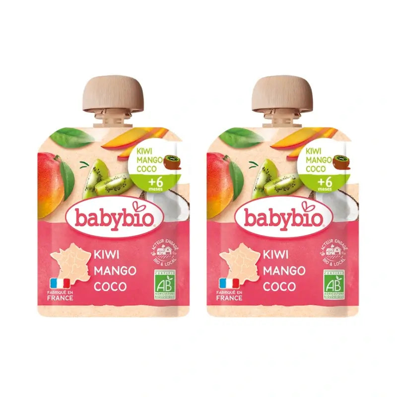 Babybio Pouch Kiwi Manga Coco, embalagem de 2 x 90 g
