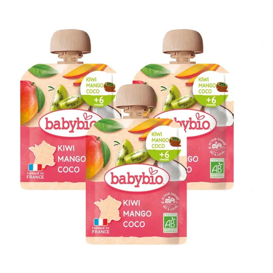 Babybio Pouch Kiwi Manga Coco, embalagem de 3 x 90 g