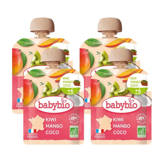 Babybio Pouch Kiwi Manga Coco, embalagem 4 x 90 g