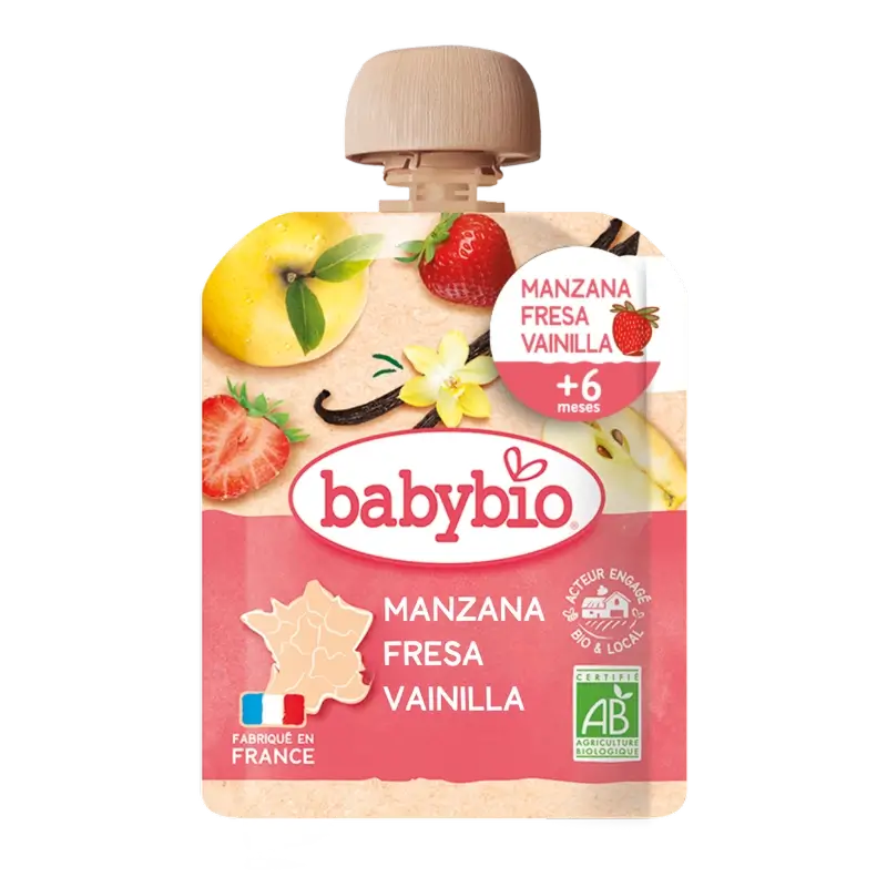 Babybio Pouch Maçã Morango Baunilha, 90 g