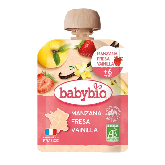 Babybio Pouch Maçã Morango Baunilha, 90 g