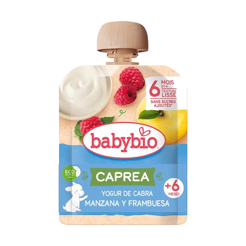 Babybio Pouche Iogurte de Cabra, Maçã e Framboesa, 85 g