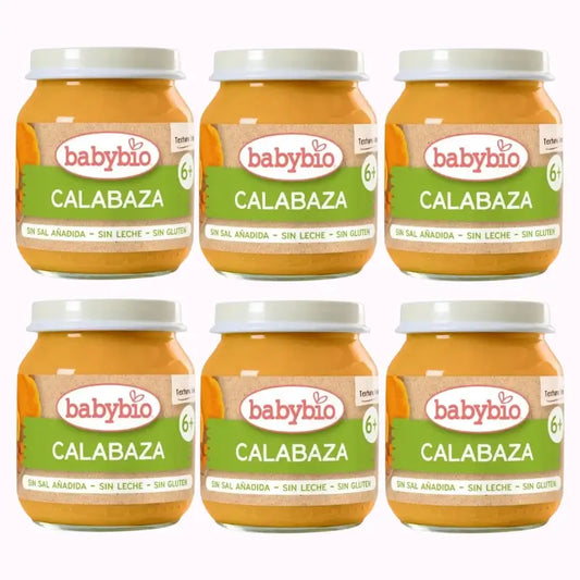 Frasco de abóbora Babybio, embalagem de 6 x 130 gramas