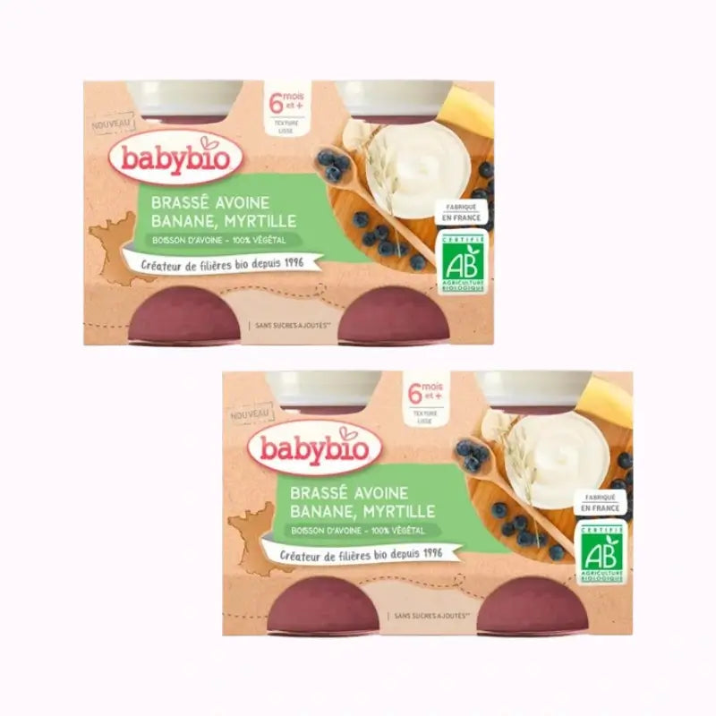 Babybio Iogurte Aveia Banana Mirtilo, embalagem de 2 x 2x130g