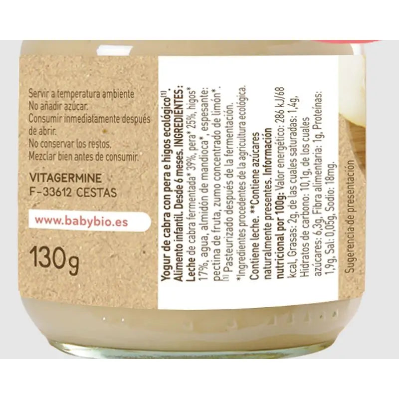 Babybio Iogurte de cabra com leite de manteiga e figos, 130g