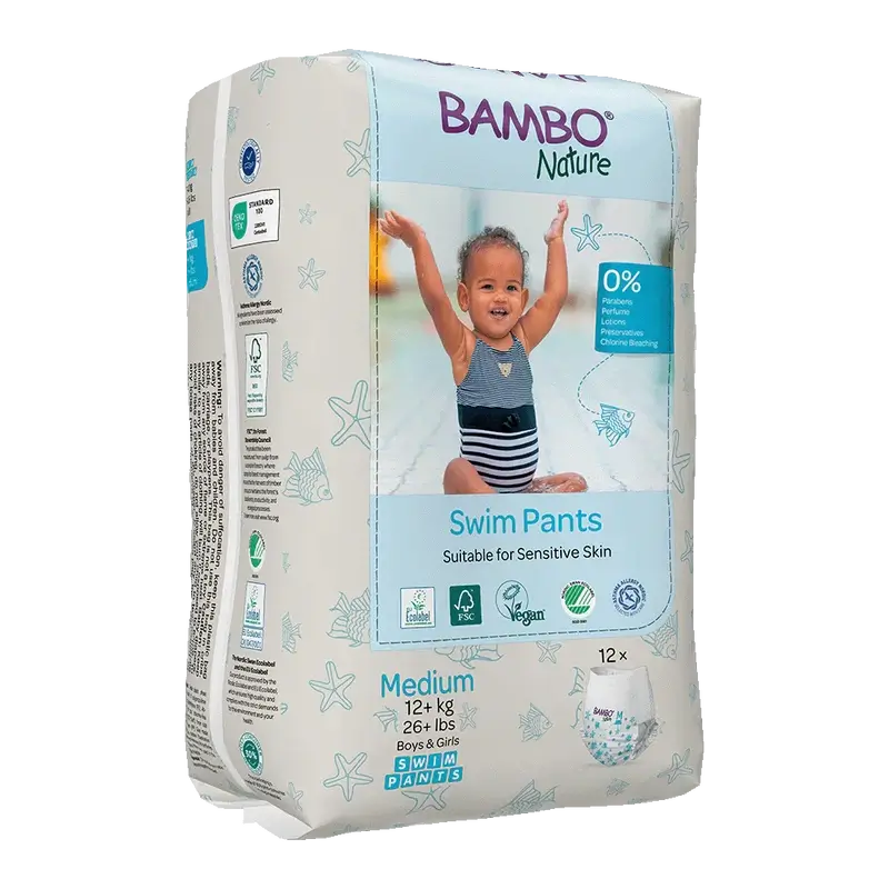 Fraldas impermeáveis Bambo Nature Tamanho M (+12G), 12 unidades