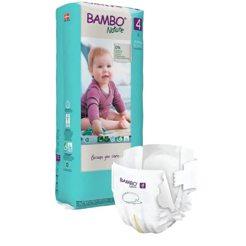 Fraldas Bambo Nature Tamanho 4 (7-14 Kg), 48 unidades.