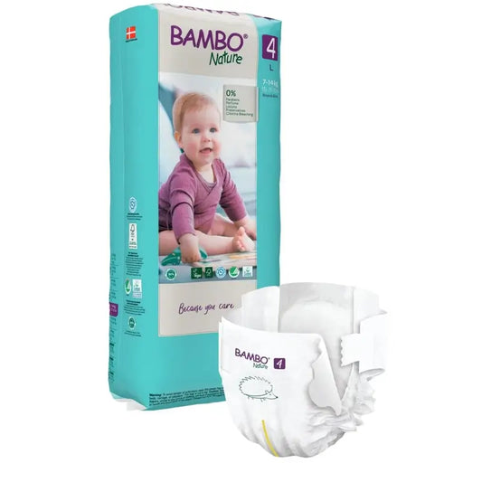 Fraldas Bambo Nature Tamanho 4 (7-14 Kg), 48 unidades.