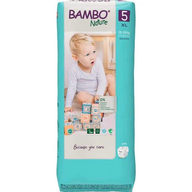 Fraldas Bambo Nature Tamanho 5 (12-18 Kg), 44 unidades