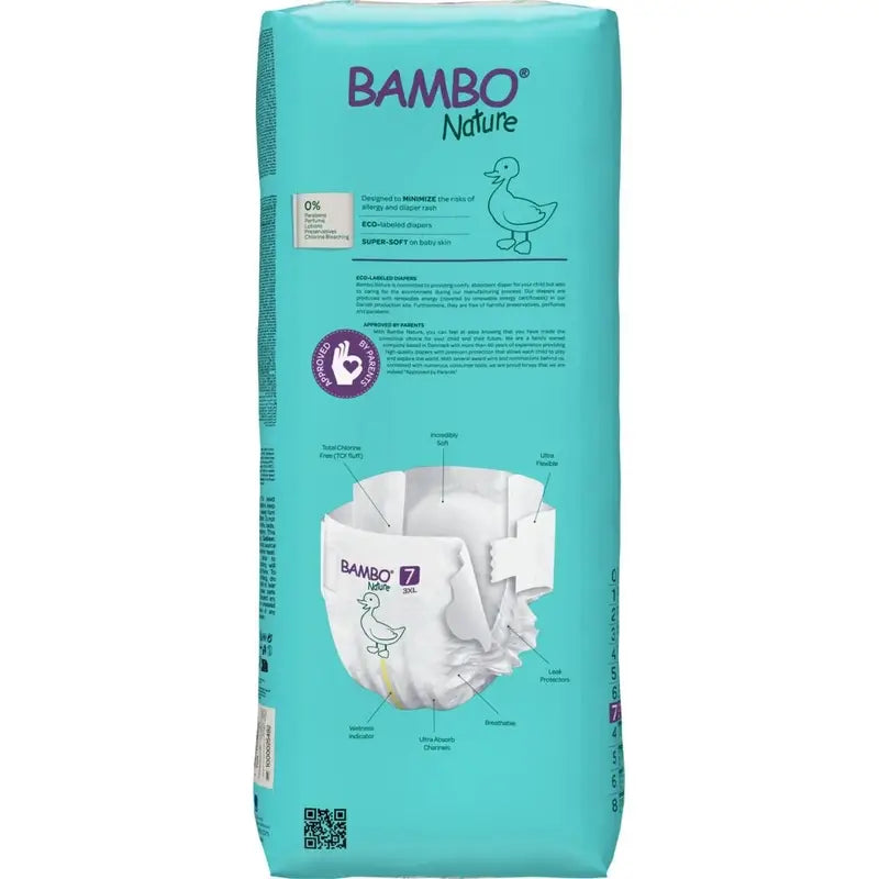 Fraldas Bambo Nature Tamanho 7 (18+ Kg), 40 unidades.