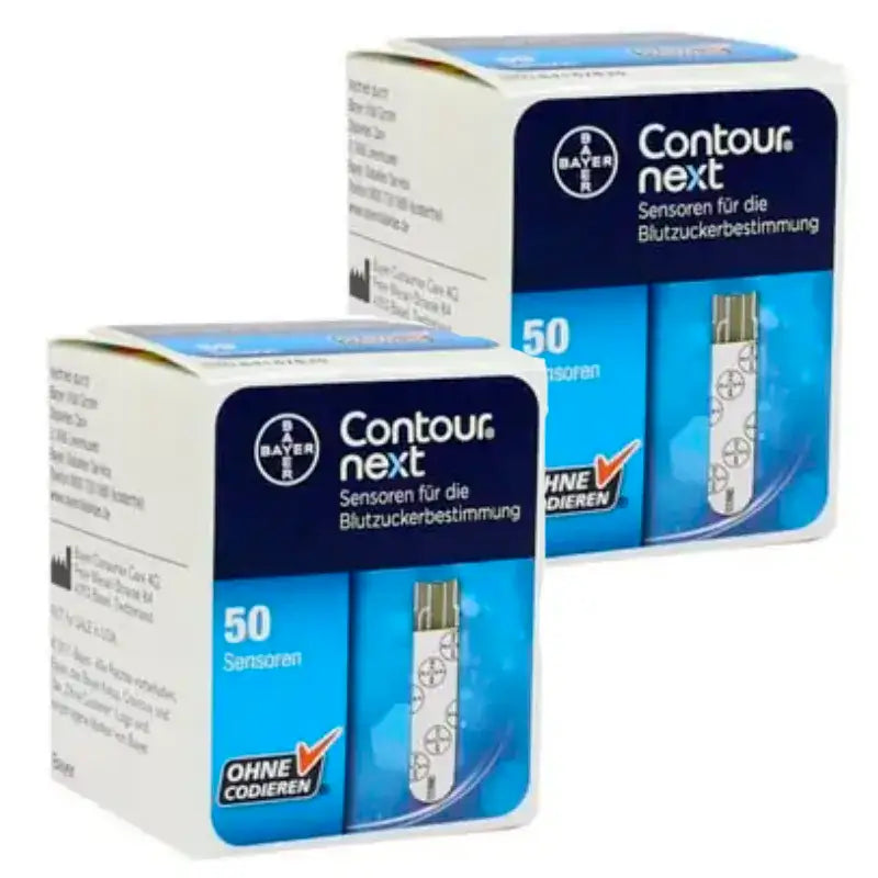 Bayer Contour Next Tiras-teste de glicose no sangue, embalagem com 2 x 50 unidades