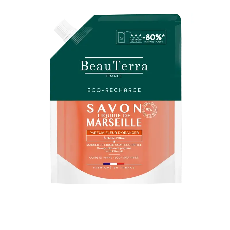 Beauterra Refil Higiene Corporal Sabonete Marselha Flor de Laranjeira 900 Ml