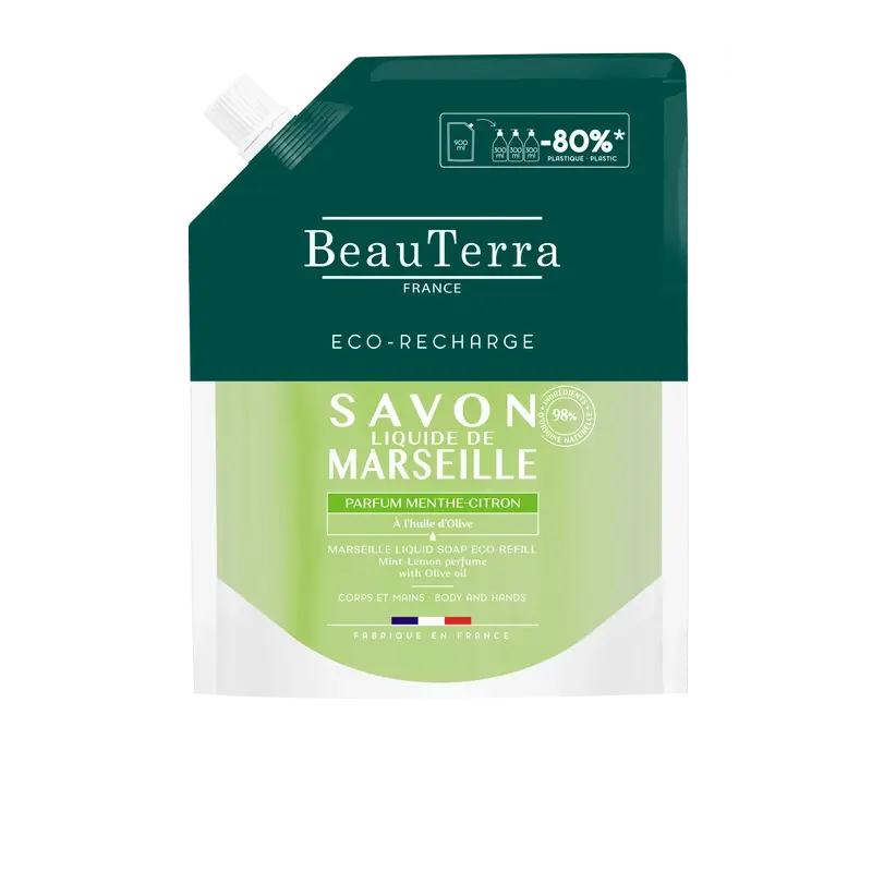 Beauterra Refil Higiene Corporal Sabonete Marselha Menta-Limão 900 Ml