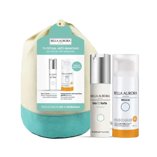 Bella Aurora Anti-Blemish Pack Bio10 Forte Sensitive + Fotoprotector Mineral + Conjunto de oferta, 30 + 50 ml