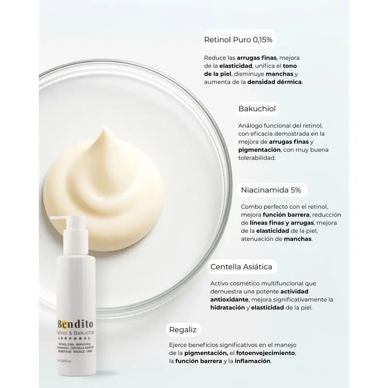 Bendito Retinol & Bakuchiol Creme Corporal, Embalagem 3 x 200 ml