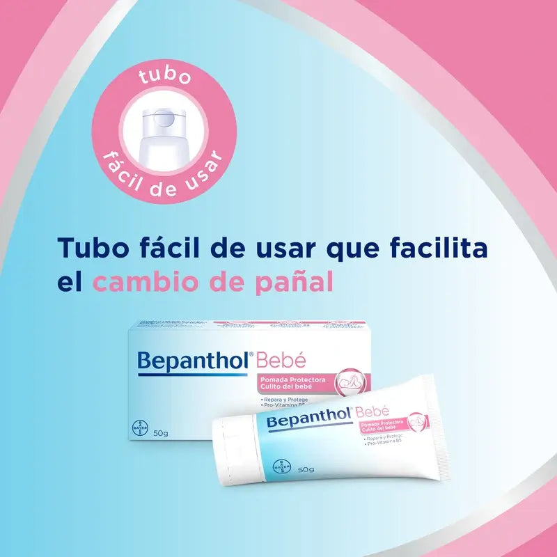 Bepanthol Pomada protetora Creme para fraldas Cuidados com o rabinho do bebé, 50 gr
