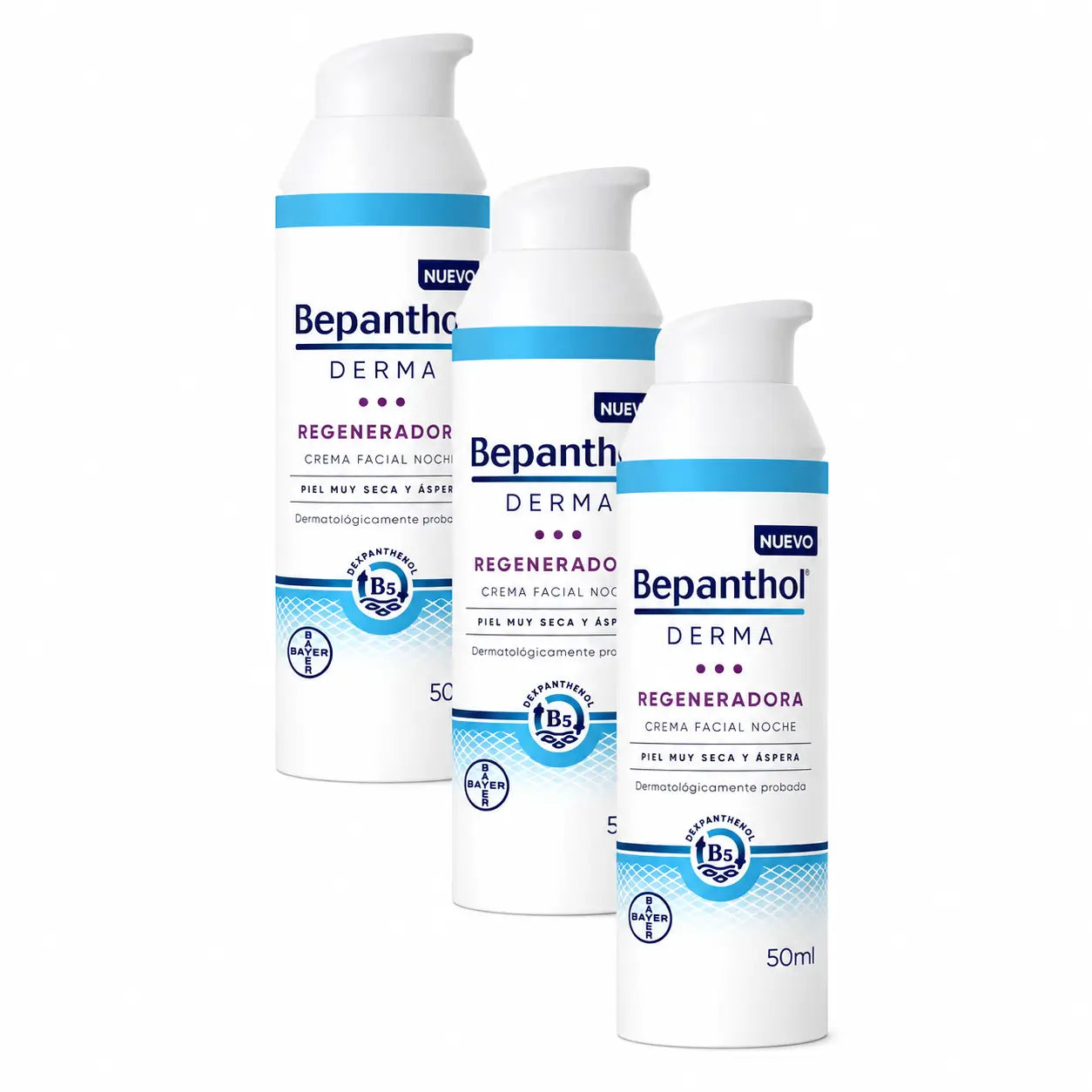Bepanthol Derma Regeneradora - Creme Facial Noturno - Embalagem de 3 x 50 ml