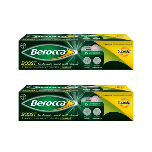 Berocca Boost Magnésio, Vitaminas e Minerais com Guaraná, 2x15 comprimidos efervescentes