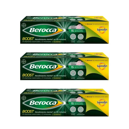Berocca Boost Magnésio, Vitaminas e Minerais com Guaraná 3x15 Comprimidos Efervescentes