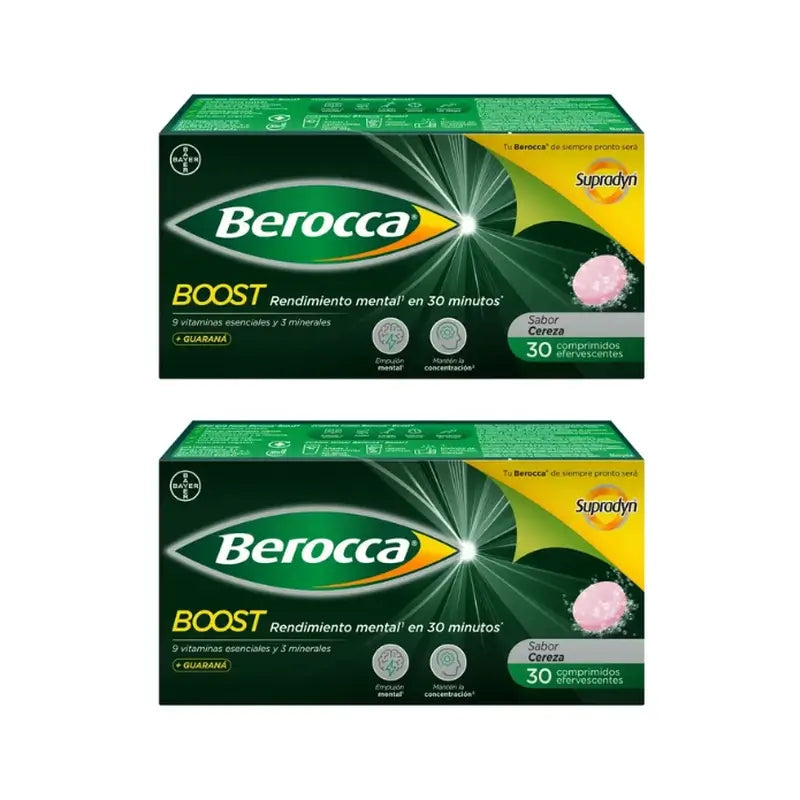 Berocca Boost Magnésio, Vitaminas e Minerais com Guaraná, 2x30 Comprimidos Efervescentes