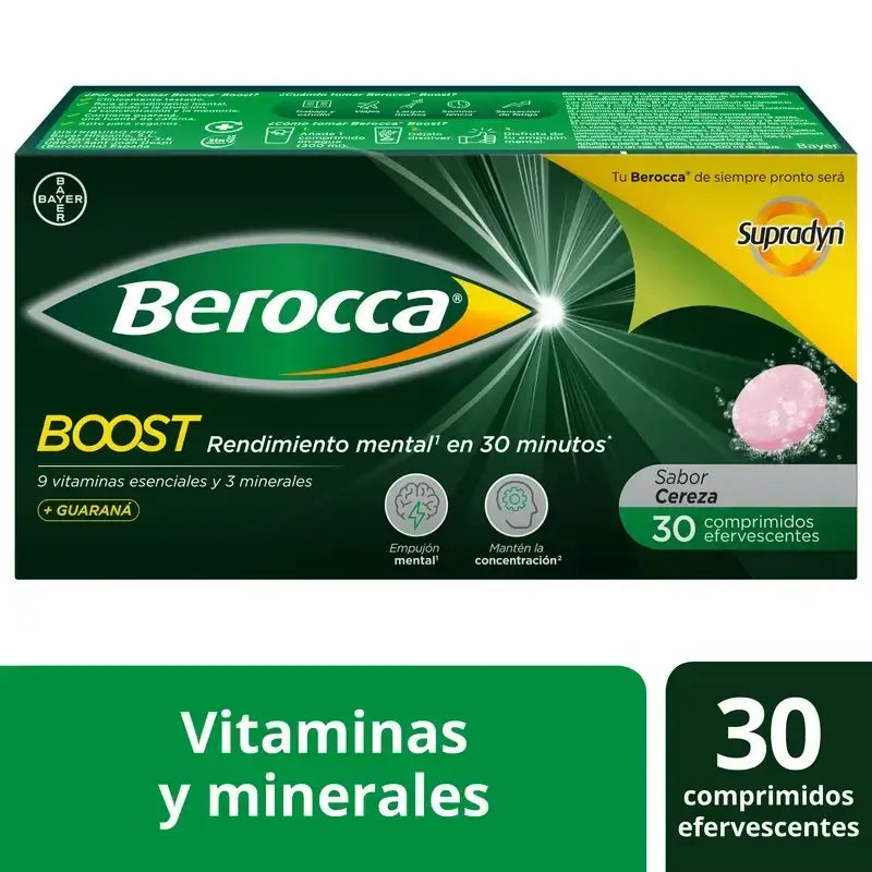 Berocca Boost Magnésio, Vitaminas e Minerais com Guaraná, 2x30 Comprimidos Efervescentes