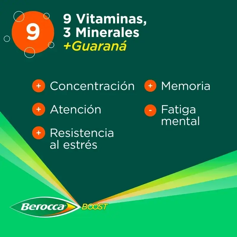 Berocca Boost Magnésio, Vitaminas e Minerais com Guaraná, 2x30 Comprimidos Efervescentes
