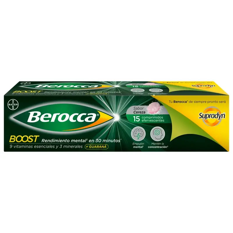 Berocca Boost Magnésio, Vitaminas e Minerais com Guaraná, 15 Comprimidos Efervescentes