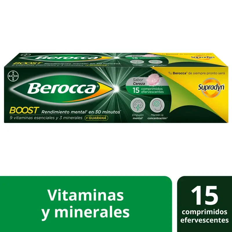 Berocca Boost Magnésio, Vitaminas e Minerais com Guaraná, 15 Comprimidos Efervescentes