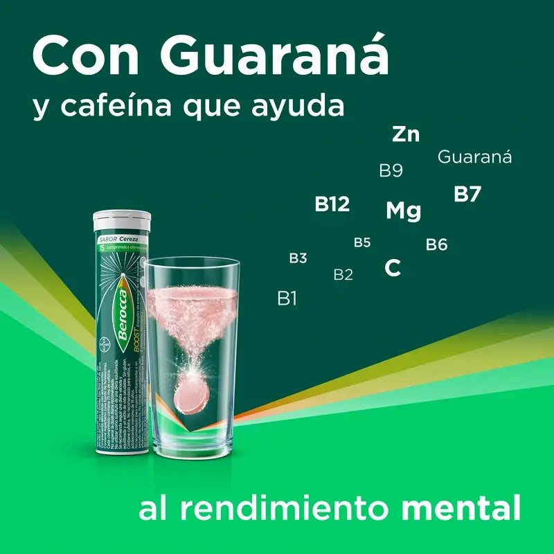 Berocca Boost Magnésio, Vitaminas e Minerais com Guaraná, 15 Comprimidos Efervescentes