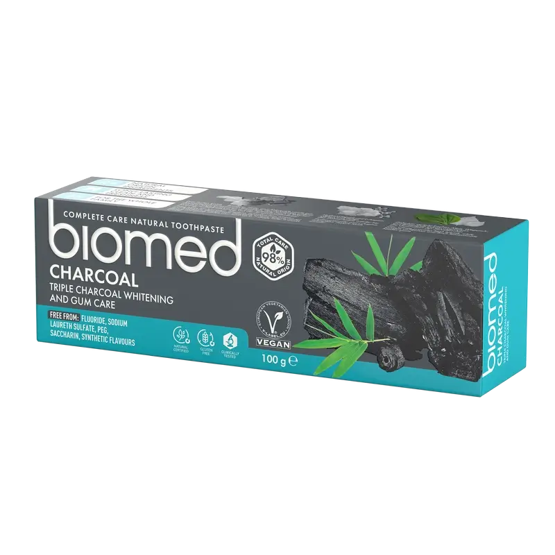 Biomed Pasta de dentes de carvão vegetal Natural , 100 g