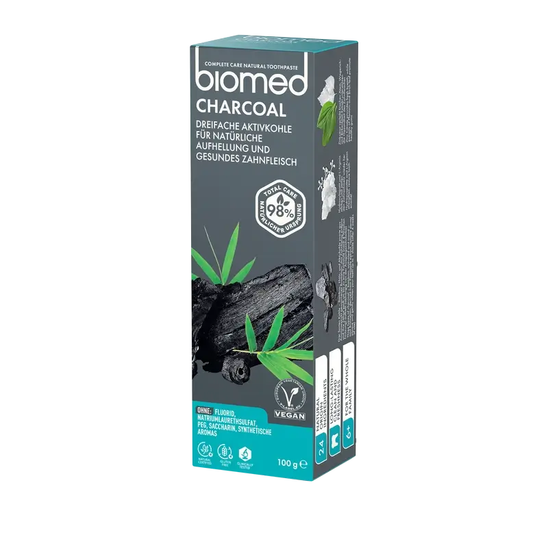 Biomed Pasta de dentes de carvão vegetal Natural , 100 g