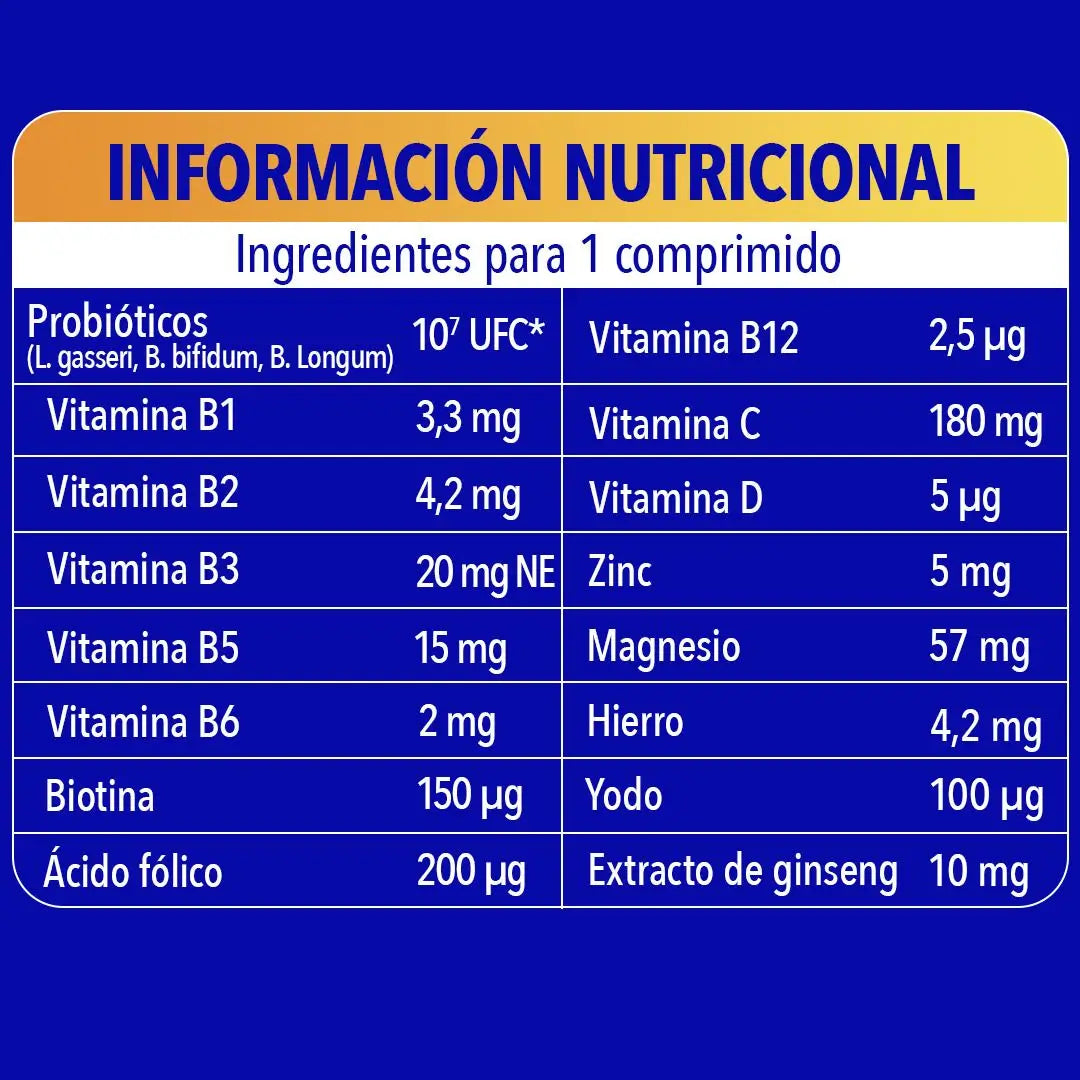 Bion3 Energy Multivitamin Tablets com Probióticos, Vitamina B12, C e Magnésio