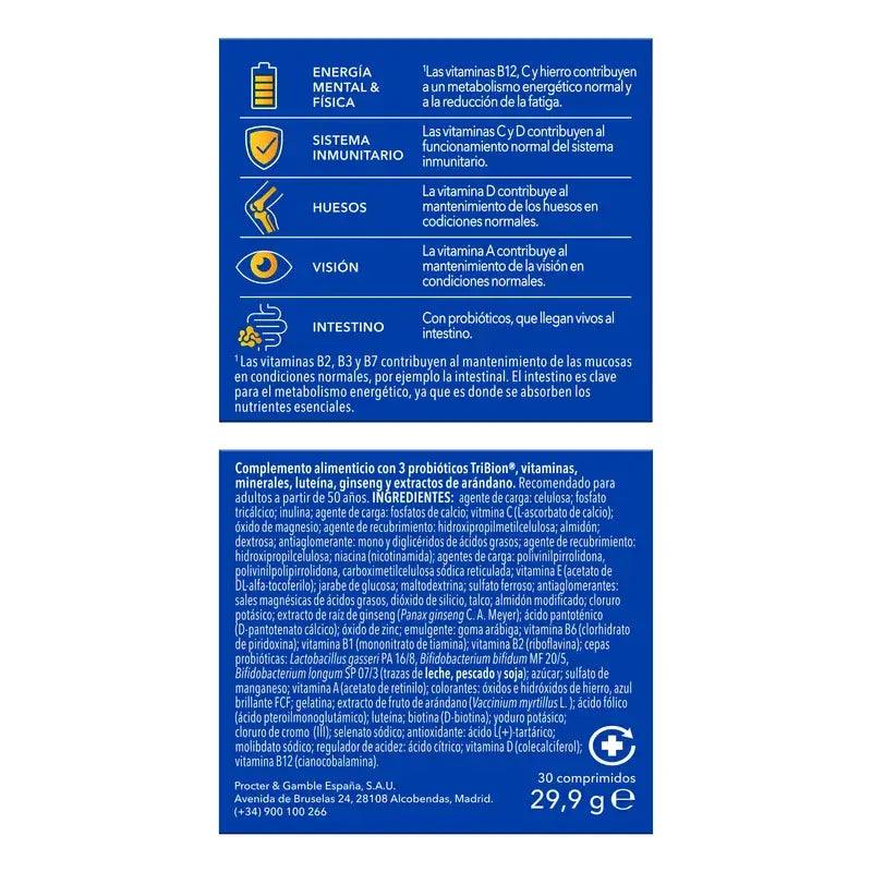 Bion3 Energy 50+ Multivitaminas, 30 comprimidos