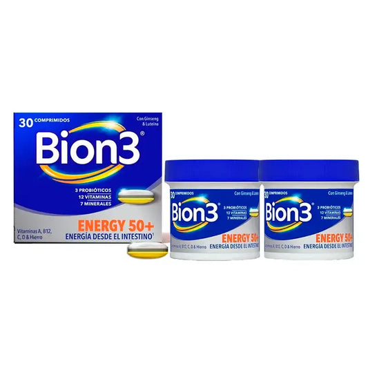 Bion3 Energy 50+ Multivitaminas, Embalagem 2 x 30 Comprimidos