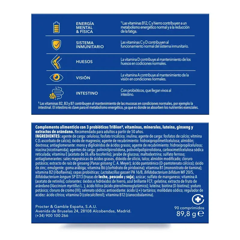 Bion3 Energy 50+ Multivitaminas, Embalagem 2 x 30 Comprimidos