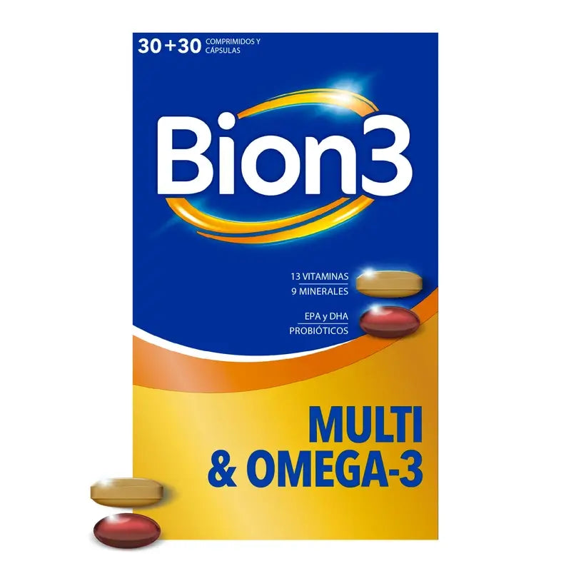 Bion3 Multi & Omega-3 com Probióticos, 60 cápsulas