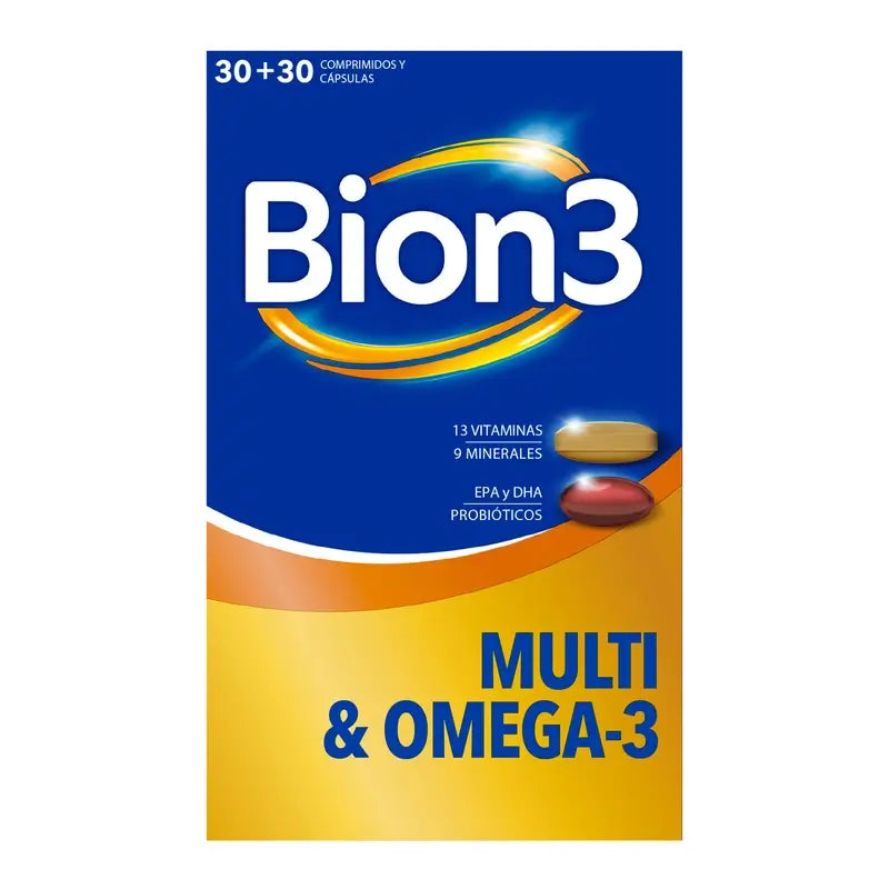 Bion3 Multi & Omega-3 com Probióticos, 60 cápsulas
