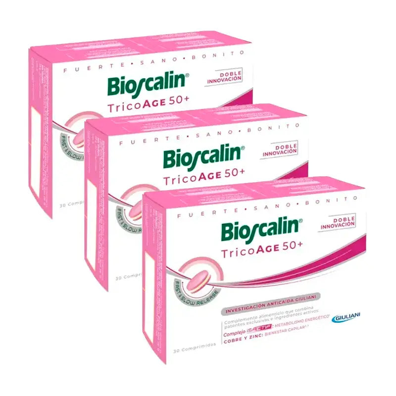 Bioscalin Tricoage50+ Comprimidos, Embalagem 3 x 30 Comprimidos
